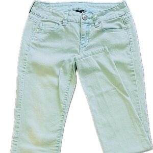 AEO Jeans tapered leg light blue green size 0 regular